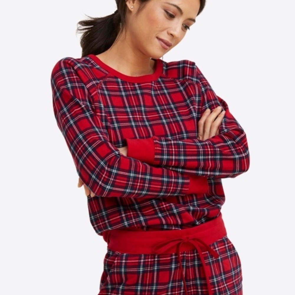 Draper James Natalie Sweatshirt Red Angie Plaid Print Size 2X Christmas Holiday